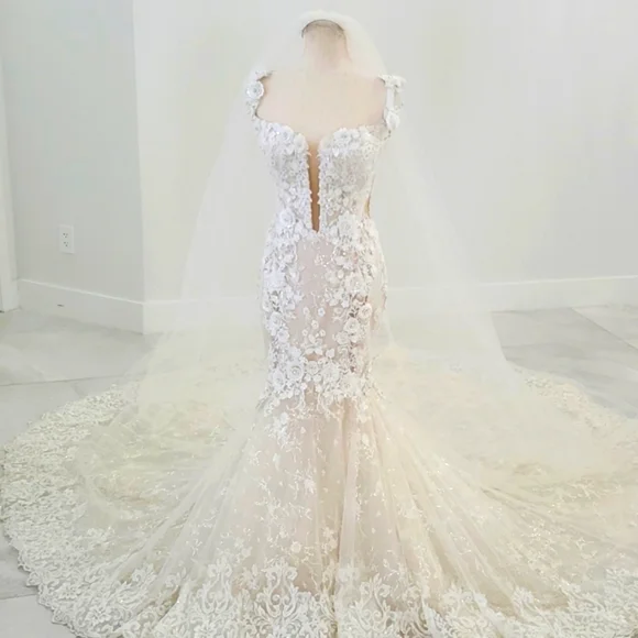Eve of Milady Couture stunning wedding gown Train is approximately 6ft